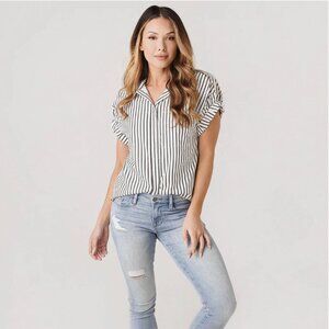 Frame Sheila Striped Pocket Shirt Size XS